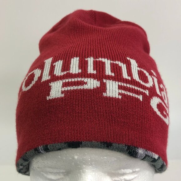 Columbia PFG Red White And Gray Reversible Toboggan NWT - Picture 1 of 8